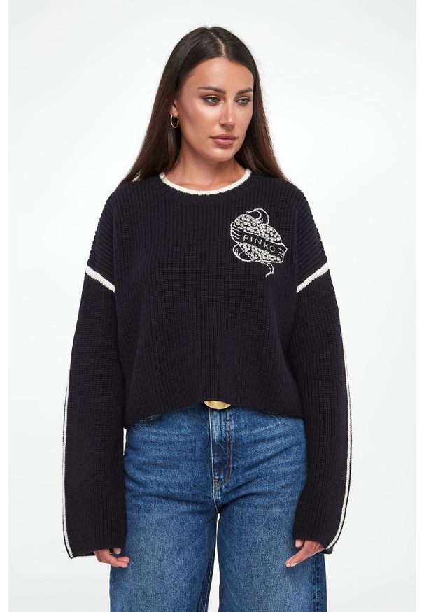 Pinko - Sweter damski wełniany Alicudi PINKO. Materiał: wełna