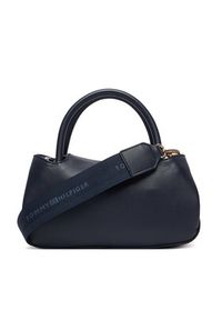 TOMMY HILFIGER - Tommy Hilfiger Torebka Th Logotape Mini Satchel AW0AW18743 Granatowy. Kolor: niebieski. Materiał: skórzane #2