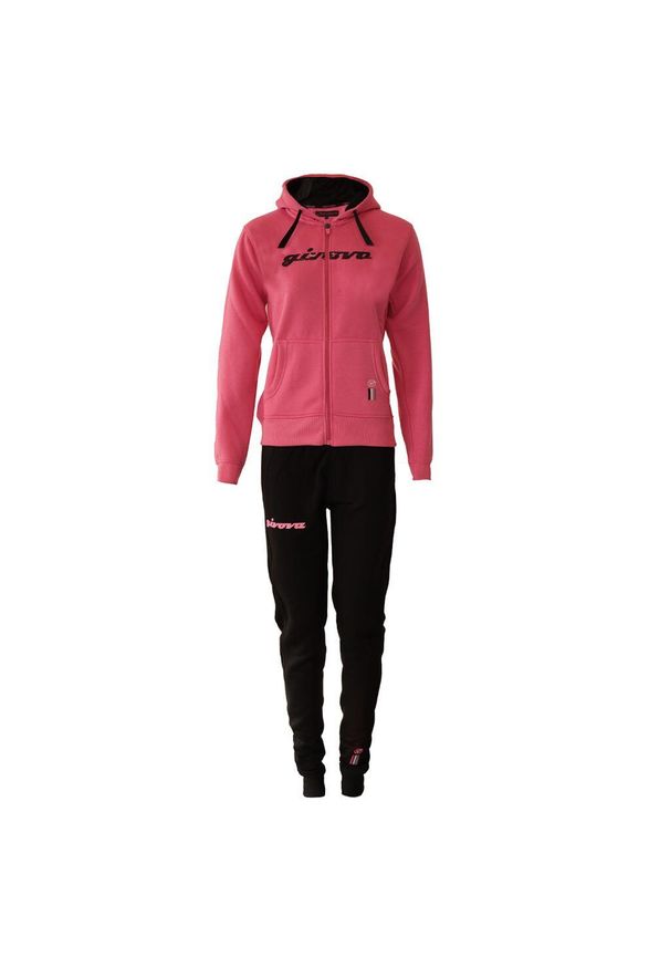 Givova - Damski dres 105 z cekinami i kapturem z polaru. Kolor: czarny, fioletowy, wielokolorowy. Materiał: polar, dresówka