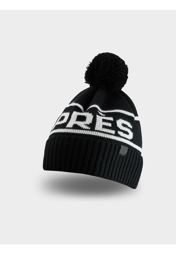 4f - 4F Czapka zimowa z dodatkiem wełny damska - czarna M. Kolor: czarny. Materiał: wełna. Sezon: zima. Styl: casual, klasyczny