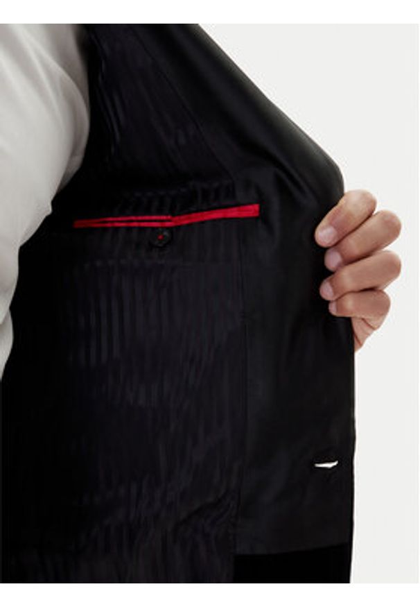 Hugo - HUGO Marynarka Henry254E1X 50549032 Czarny Slim Fit. Kolor: czarny. Materiał: bawełna