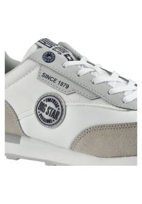 Big-Star - Białe Sneakersy Big Star Damskie Skórzane Półbuty. Okazja: na co dzień. Kolor: szary. Materiał: skóra ekologiczna, jeans, materiał #8