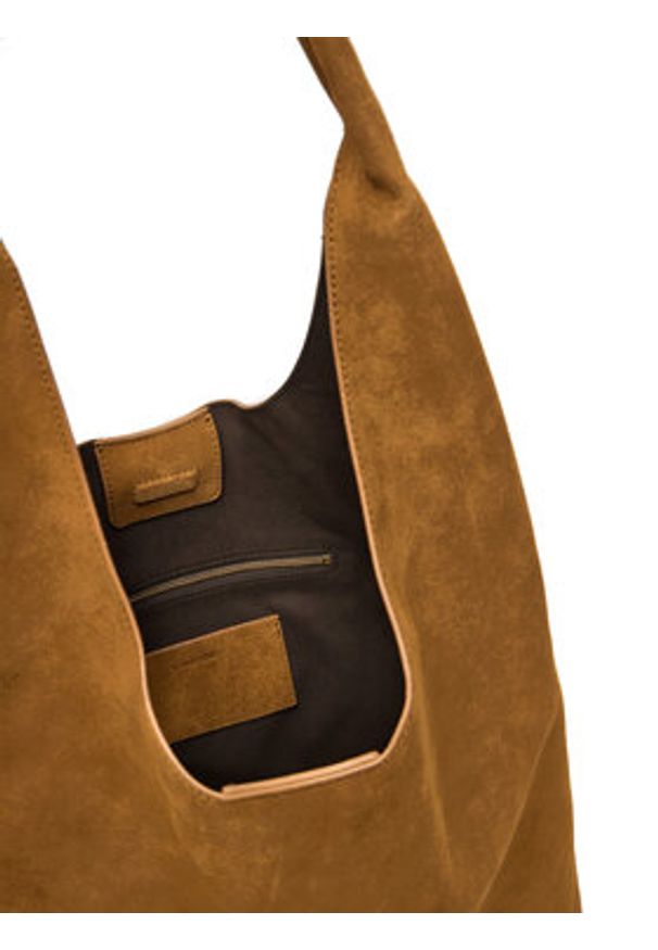 Calvin Klein Torebka Slouchy Suede Leather Medium Bag LV04F3597G Brązowy. Kolor: brązowy. Materiał: zamszowe, skórzane
