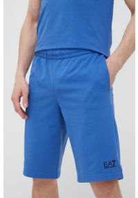 EA7 Emporio Armani szorty bawełniane kolor niebieski. Okazja: na co dzień. Kolor: niebieski. Materiał: bawełna. Styl: casual