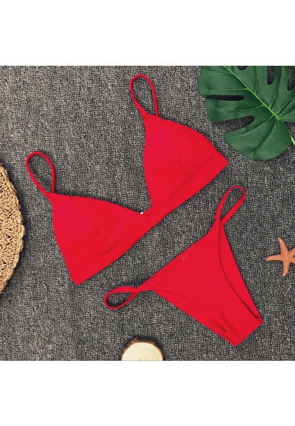 Intica - Bikini minimalistyczne plażowe z wysokiej jakości materiałów Jolene. Kolor: czerwony. Materiał: materiał