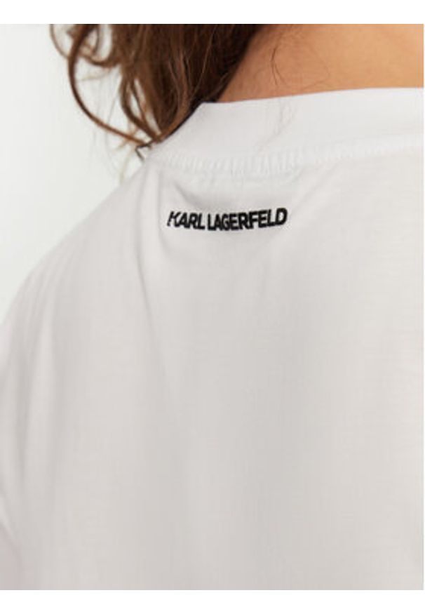 Karl Lagerfeld - KARL LAGERFELD T-Shirt A1W17013 Biały Regular Fit. Typ kołnierza: dekolt w karo. Kolor: biały. Materiał: bawełna