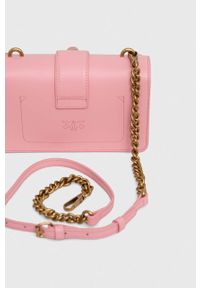 Pinko torebka skórzana kolor różowy. Kolor: różowy. Materiał: skórzane #7