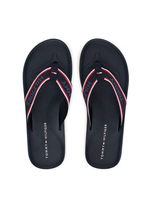 TOMMY HILFIGER - Tommy Hilfiger Japonki Comfort Hilfiger Beach Sandal FM0FM05510 Granatowy. Kolor: niebieski. Materiał: materiał
