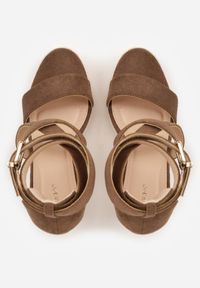 Renee - Brązowe Sandały VICES na Platformie i Koturnie z Plecionką w Stylu Boho Elikea. Zapięcie: sprzączka. Kolor: brązowy. Materiał: jeans. Sezon: lato. Obcas: na koturnie. Styl: boho #4