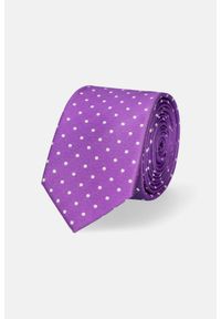 Lancerto - Krawat Fioletowy w Kropki. Kolor: fioletowy. Materiał: mikrofibra. Wzór: kropki
