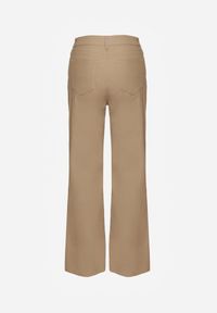 Renee - Beżowe Spodnie Woskowane o Szerokim Kroju High Waist Sezila. Okazja: na co dzień. Stan: podwyższony. Kolor: beżowy. Styl: casual #3