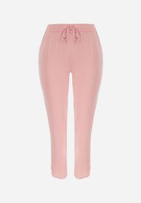 Born2be - Różowe Materiałowe Spodnie z Gumką w Talii Airiana. Okazja: na co dzień. Kolekcja: plus size. Kolor: różowy. Materiał: materiał. Styl: klasyczny, elegancki, casual #6