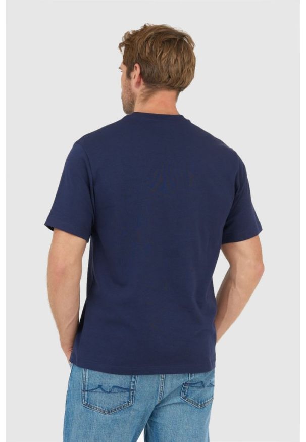 Kenzo - KENZO Granatowy t-shirt męski z wyszywanym logo. Kolor: niebieski
