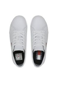 Tommy Jeans Sneakersy Cupsole Print Logo EN0EN02064 Biały. Kolor: biały. Materiał: skóra. Wzór: nadruk