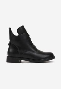 Born2be - Czarne Sznurowane Botki na Płaskiej Podeszwie z Ozdobnym Detalem Derandora. Kolor: czarny. Materiał: jeans. Obcas: na płaskiej podeszwie #5