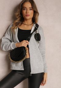 Renee - Szara Bluza z Kapturem i Suwakiem Oversize Des. Typ kołnierza: kaptur. Kolor: szary. Materiał: polar, dzianina. Długość rękawa: długi rękaw. Długość: długie. Sezon: zima, jesień. Styl: sportowy #5