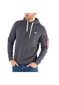 Bluza Alpha Industries Unisex EMB Hoody 118370136 - szara. Typ kołnierza: kaptur. Kolor: szary. Materiał: materiał, bawełna, poliester #1