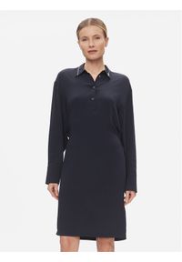 TOMMY HILFIGER - Tommy Hilfiger Sukienka koszulowa Smd Detail Fluid Knee Dress WW0WW41009 Granatowy Regular Fit. Kolor: niebieski. Materiał: wiskoza. Typ sukienki: koszulowe #1