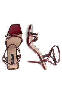 Nine West Sandały FARAZA ZL23014CC Bordowy. Kolor: czerwony. Materiał: skóra