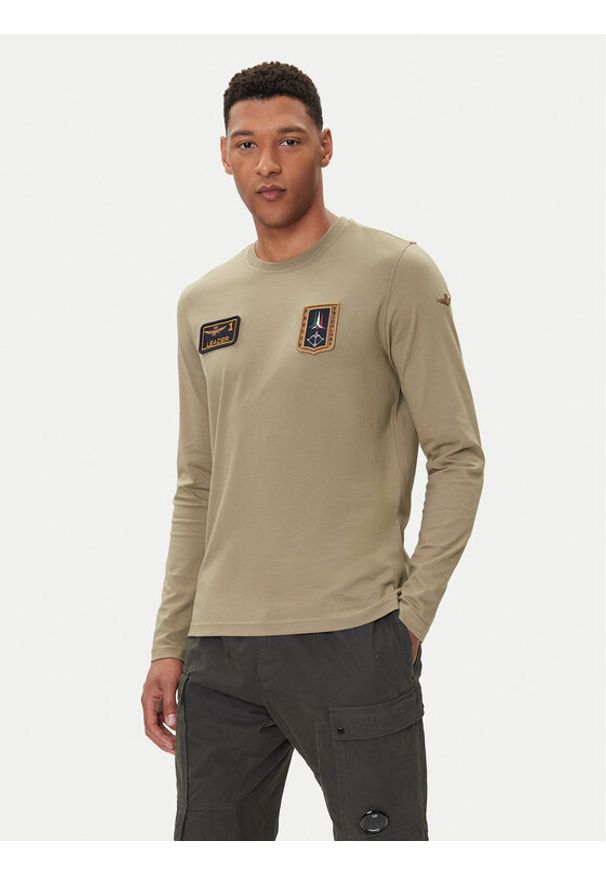 Aeronautica Militare Longsleeve 252TS2488UJ00710 Khaki Regular Fit. Kolor: brązowy. Materiał: bawełna. Długość rękawa: długi rękaw