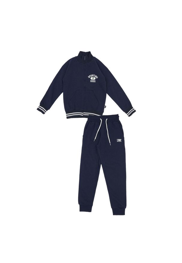 LEONE 1947 APPAREL - Dres dziecięcy z kołnierzykiem i nadrukiem „Sporting” College. Okazja: na uczelnię. Kolor: niebieski. Materiał: dresówka. Wzór: nadruk. Styl: sportowy