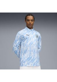 Puma - Męska bluza przedmeczowa z zamkiem 1/4 Manchester City PUMA Silver Sky Blue. Kolor: niebieski. Sport: piłka nożna
