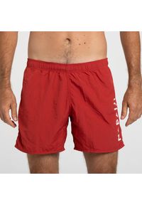 Decathlon - Szorty pływackie męskie Nabaiji 100 Basic. Kolor: różowy, czerwony, wielokolorowy. Materiał: poliester, poliamid, materiał #1