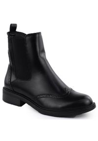 POTOCKI - Botki damskie ocieplane sztyblety czarne Potocki SZ12686. Kolor: czarny. Materiał: skóra ekologiczna. Styl: elegancki