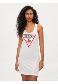 Guess Sukienka letnia E3GP03 JA914 Biały Slim Fit. Okazja: na plażę. Kolor: biały. Materiał: bawełna. Sezon: lato