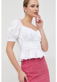 Guess bluzka damska kolor biały gładka. Kolor: biały. Wzór: gładki #1