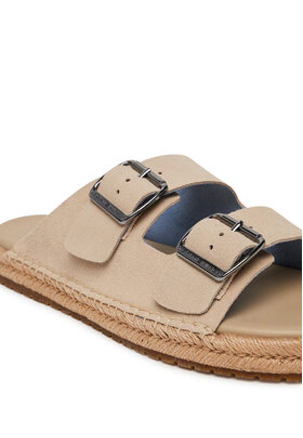 TOMMY HILFIGER - Tommy Hilfiger Espadryle Flex Jutte Hilfiger Suede Sandal FM0FM05503 Beżowy. Kolor: beżowy. Materiał: zamsz, skóra