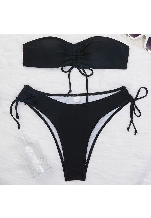 Intica - Strój kąpielowy bez ramiączek plażowy fason Macie. Kolor: czarny. Materiał: materiał