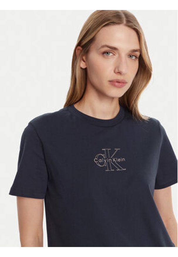Calvin Klein Jeans T-Shirt Classic Monologo LV047D873G Granatowy Regular Fit. Kolor: niebieski. Materiał: bawełna