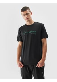 4f - T-shirt regular z nadrukiem męski. Kolor: czarny. Materiał: dzianina. Wzór: nadruk #1