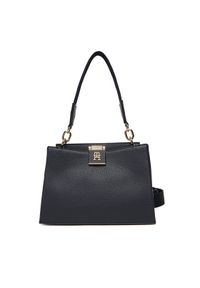 TOMMY HILFIGER - Tommy Hilfiger Torebka Th Her Med Satchel Corp AW0AW17830 Granatowy. Kolor: niebieski. Materiał: skórzane