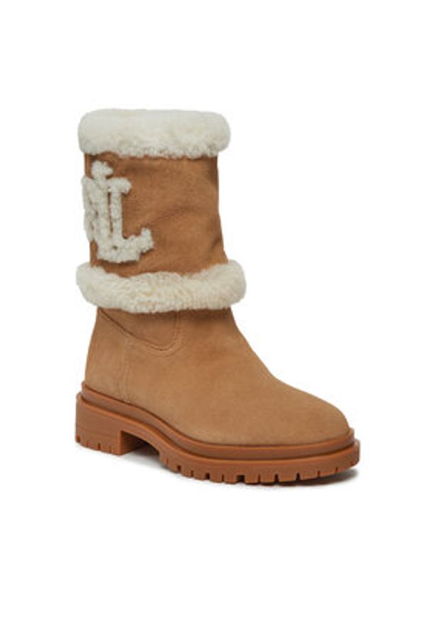 Lauren Ralph Lauren - LAUREN RALPH LAUREN Botki 802915440001 Brązowy. Kolor: brązowy. Materiał: zamsz, skóra