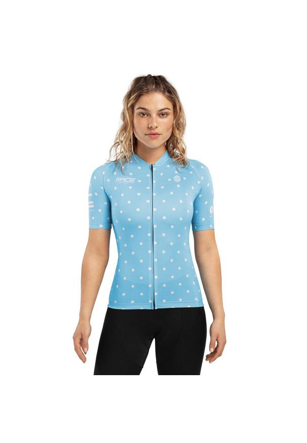SIROKO - Damska koszulka biodegradowalna Kolarstwo Siroko Bio Race Dots. Kolor: niebieski. Materiał: tkanina. Sport: kolarstwo