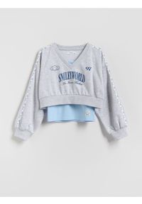 Reserved - Bluza SmileyWorld® - jasnoszary. Kolor: szary. Materiał: bawełna, dzianina. Długość: krótkie #1