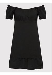 Brave Soul Sukienka codzienna LDRJ-544GINA Czarny Regular Fit. Okazja: na co dzień. Kolor: czarny. Materiał: bawełna. Typ sukienki: proste. Styl: casual