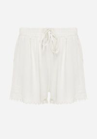 Renee - Jasnobeżowe Szorty High Waist z Wiskozą i Bawełną Ozdobione Koronką i Gumką w Pasie Tadea. Stan: podwyższony. Kolor: beżowy. Materiał: wiskoza, bawełna, koronka. Wzór: aplikacja, koronka. Sezon: lato. Styl: elegancki, klasyczny #5