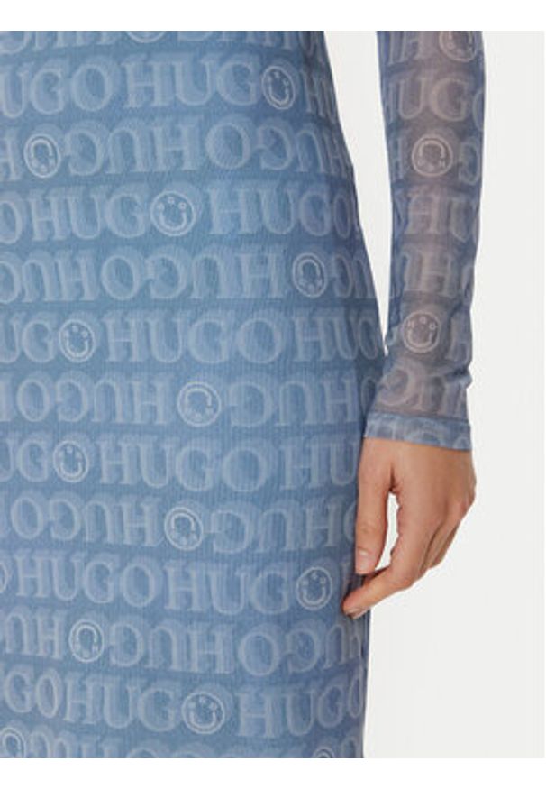 Hugo - HUGO Sukienka codzienna Noella 50534704 Niebieski Slim Fit. Okazja: na co dzień. Kolor: niebieski. Materiał: syntetyk. Typ sukienki: proste. Styl: casual