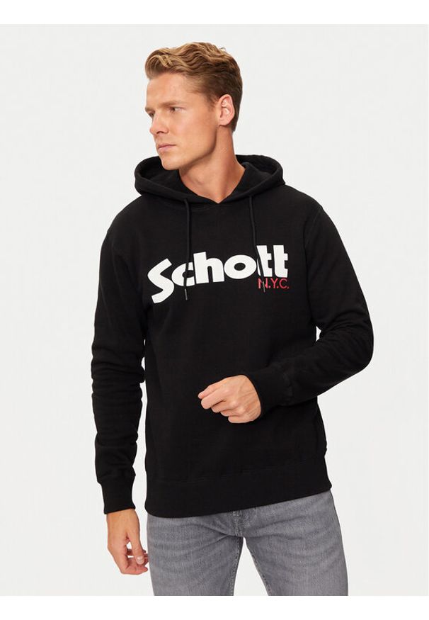 SCHOTT N.Y.C. Bluza SWHOOD Czarny Regular Fit. Kolor: czarny. Materiał: bawełna