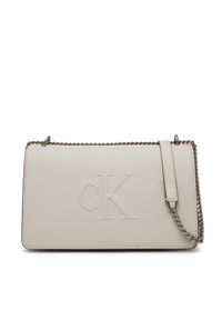 Calvin Klein Jeans Torebka Sculpted Ew Flap25 Shoulder Bag LV04K3035G Biały. Kolor: biały. Materiał: skórzane