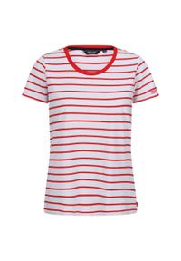 Regatta - T-shirt Damski Paski Filandra VIII. Kolor: czerwony, biały, wielokolorowy. Wzór: paski. Sport: turystyka piesza