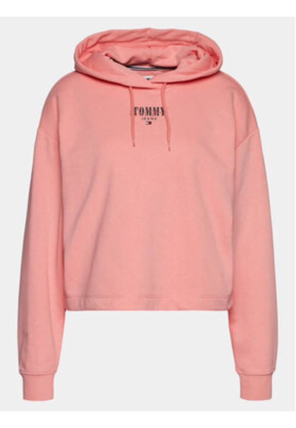 Tommy Jeans Bluza Essential Logo DW0DW17797 Różowy Relaxed Fit. Kolor: różowy. Materiał: bawełna, syntetyk
