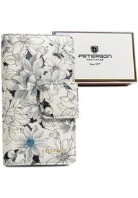 Portfel damski Peterson PTN 76116-F8 wzór 6. Materiał: skóra ekologiczna. Wzór: aplikacja, kwiaty, nadruk