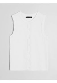 Sinsay - Bawełniana koszulka na ramiączkach - biały. Kolor: biały. Materiał: bawełna. Długość rękawa: na ramiączkach