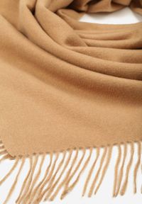 Born2be - Brązowy Trójkątny Szalik z Wiskozy i Bawełny z Frędzlami Vetirala. Okazja: na co dzień, do pracy, na spotkanie biznesowe. Kolor: brązowy. Materiał: bawełna, wiskoza. Styl: biznesowy, casual, elegancki #3