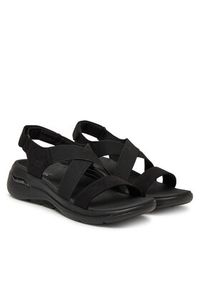 skechers - Skechers Sandały Go Walk Arch Fit Sandal-Treasured 140257/BBK Czarny. Kolor: czarny. Materiał: materiał