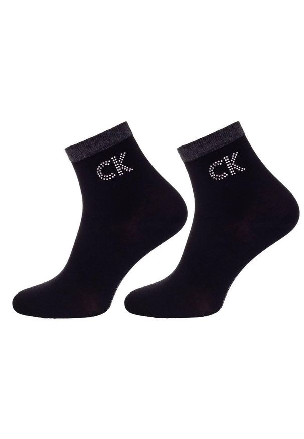 ZEAGLE - Skarpetki Calvin Klein z dużym logo kryształowym 37-41. Kolor: fioletowy. Materiał: bawełna
